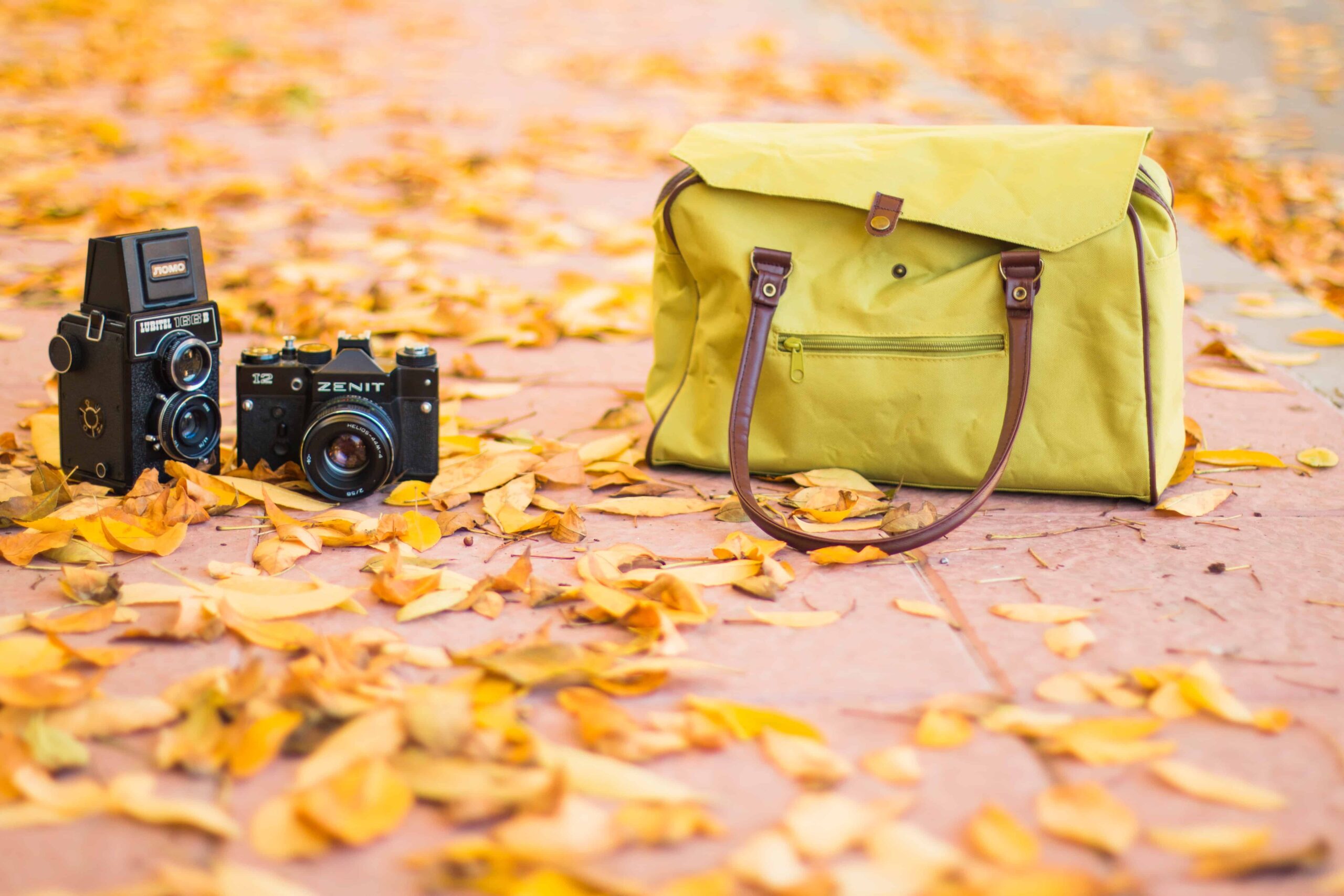 camera bags for women on street with dslr