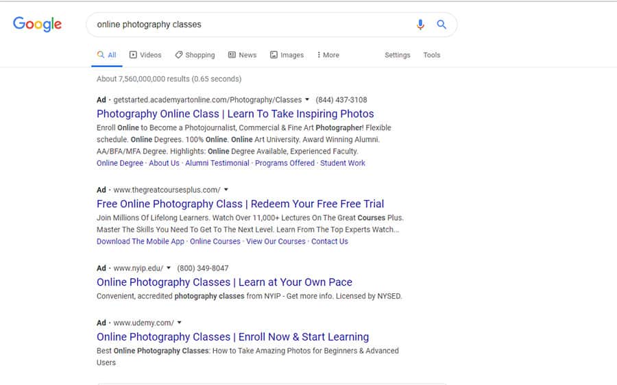 Google Search Results Ad
