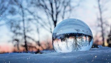crystal ball in snow