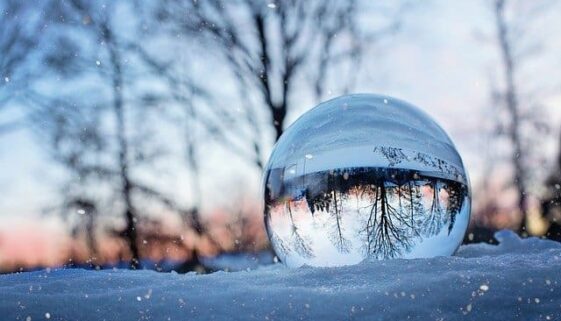 crystal ball in snow