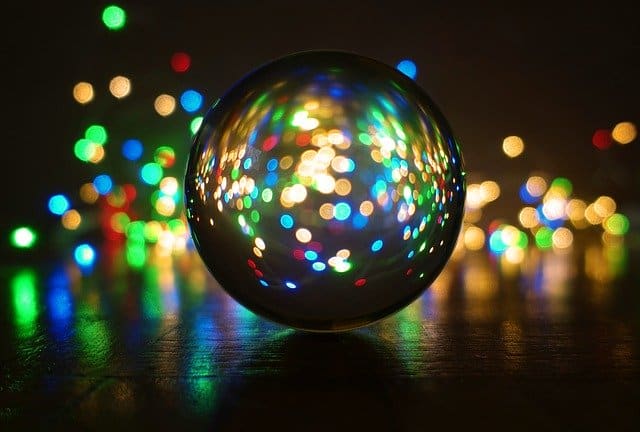 reflective ball with colored lights