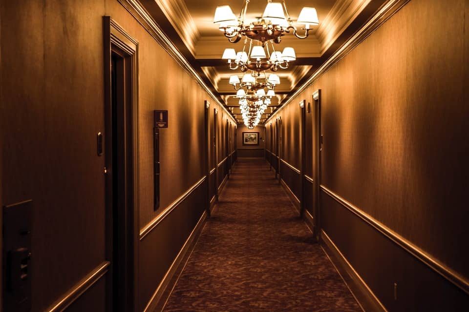 long hallway of old hotel