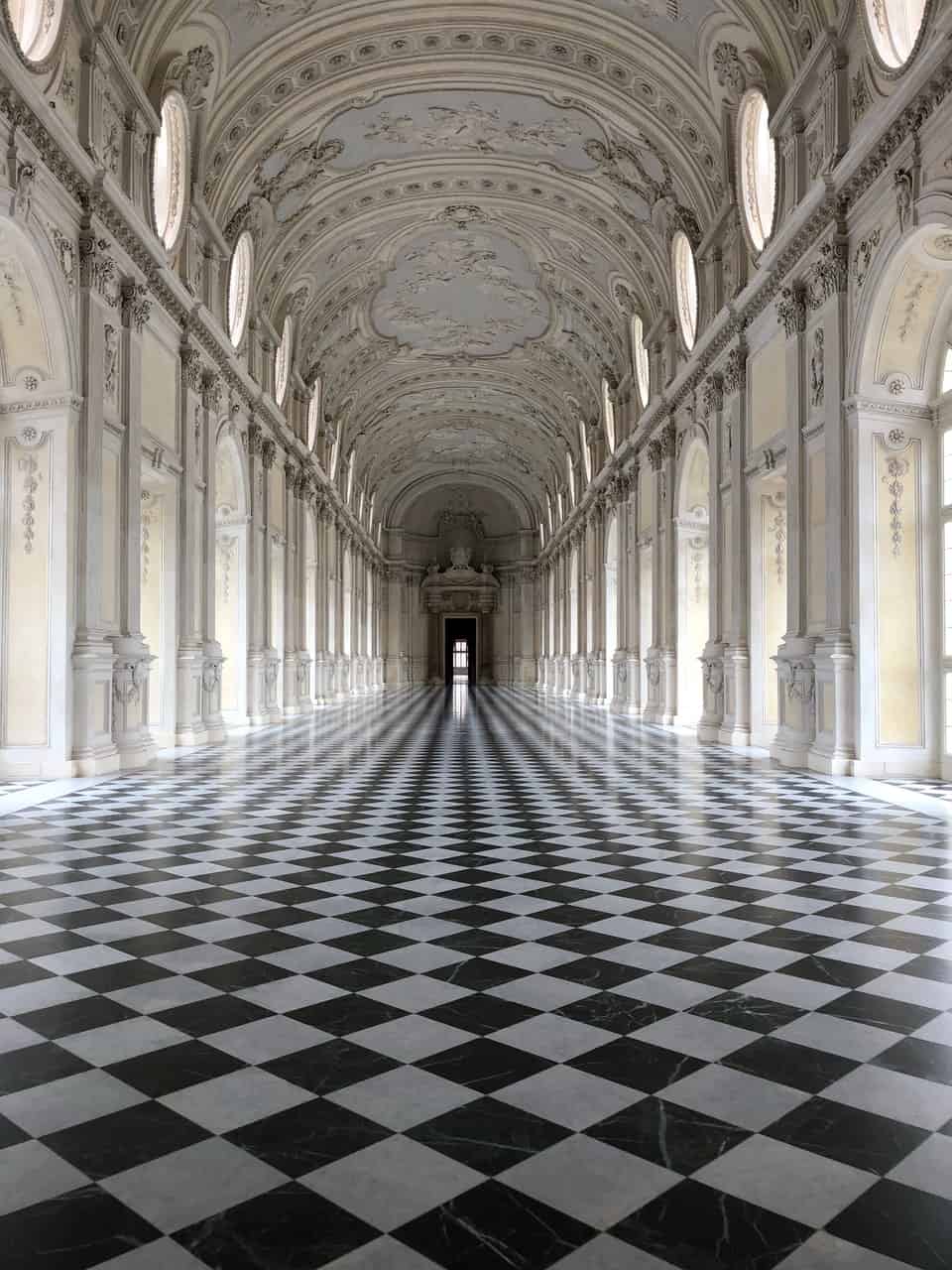 empty checkered French walkway