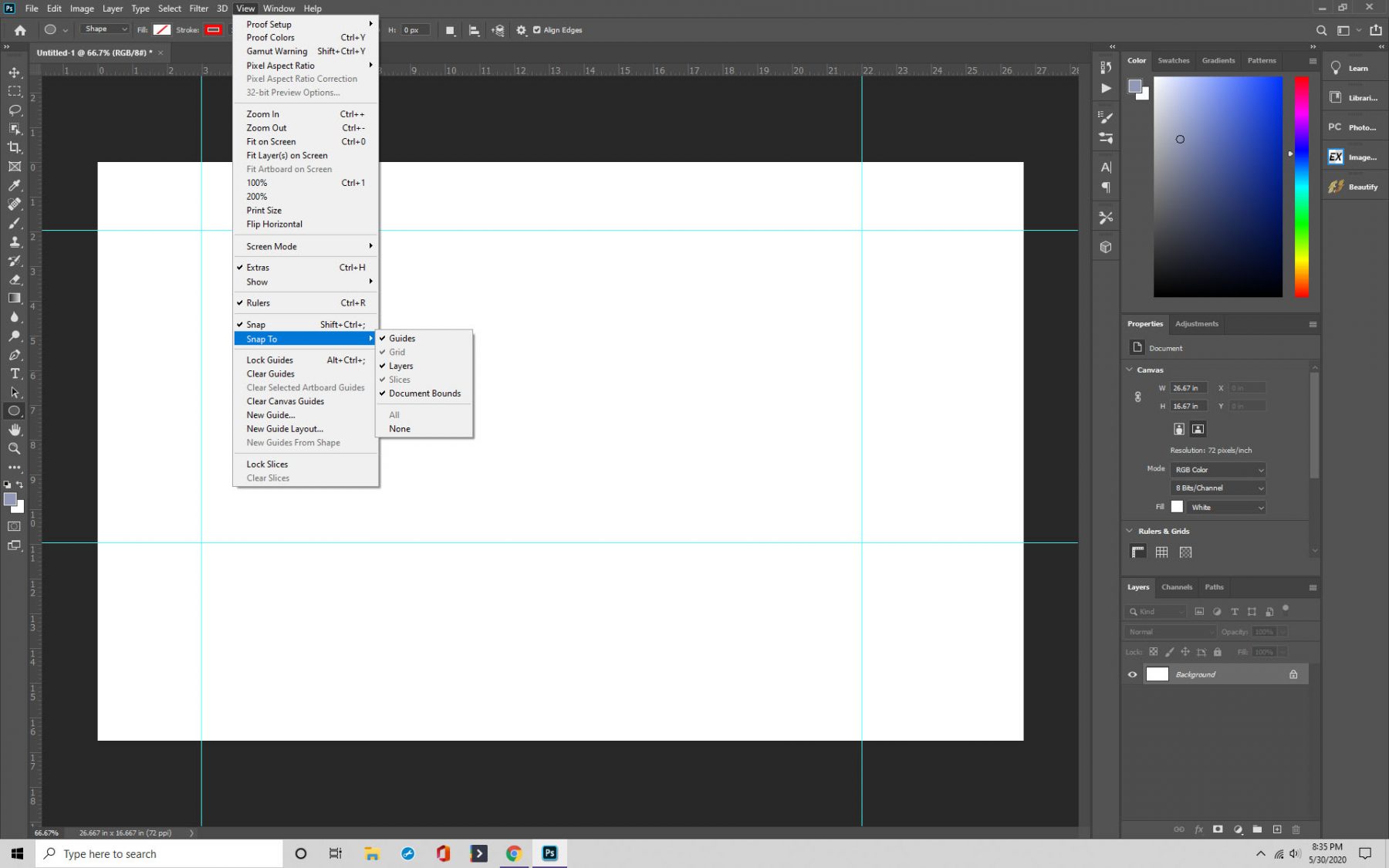 Snap to grids and guides in Photoshop