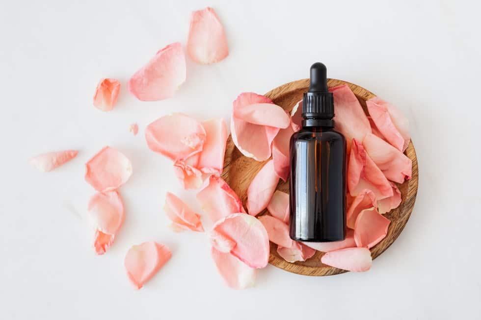 product photos with rose flower petals