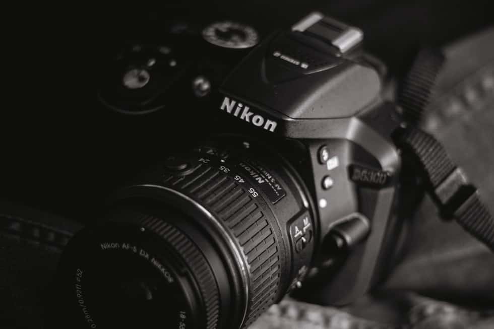 close up of black nikon camera