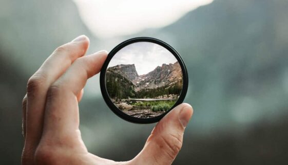 round mirror to magnify mountain