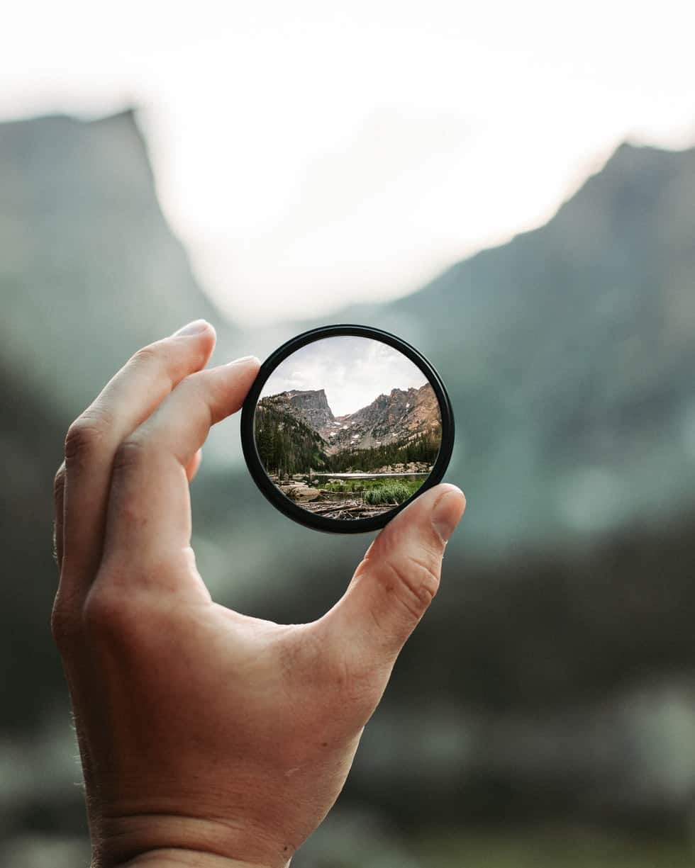round mirror to magnify mountain