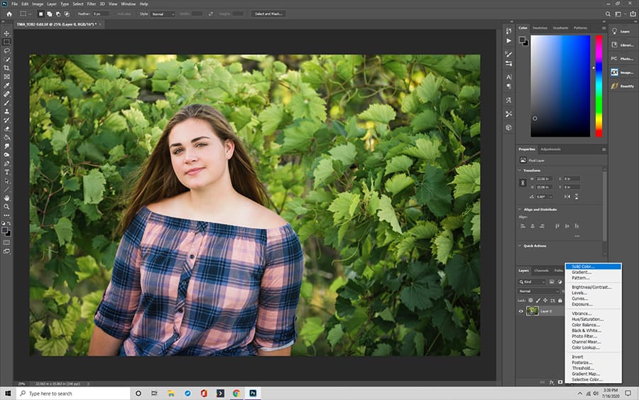 create a solid layer in photoshop