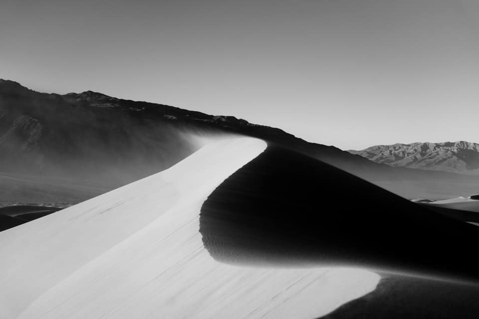 black and white desert